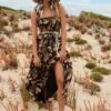 Castaway Shirring Dress - Black -Fashion Swimwear Store 54798 DR Black 1