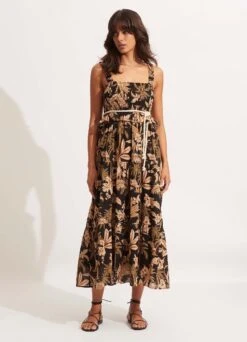 Castaway Shirring Dress - Black -Fashion Swimwear Store 54798 DR Black 3