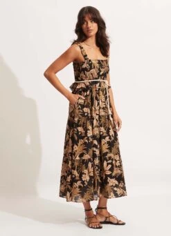 Castaway Shirring Dress - Black -Fashion Swimwear Store 54798 DR Black 4