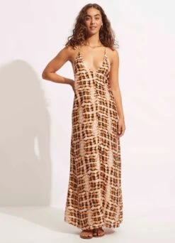 High Tide Silk Dress - Copper Tan 8 High Tide Silk Dress - Copper Tan -Fashion Swimwear Store 54806 DR Copper 20Tan 2