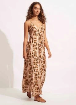 High Tide Silk Dress - Copper Tan 9 High Tide Silk Dress - Copper Tan -Fashion Swimwear Store 54806 DR Copper 20Tan 3