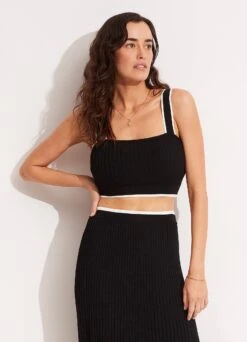 Coral Knit Top - Black