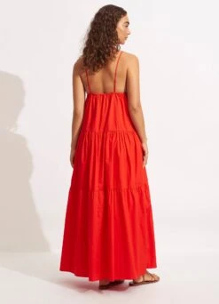 Poplin Maxi Dress - Red 11 Poplin Maxi Dress - Red -Fashion Swimwear Store 54817 DR Red 4