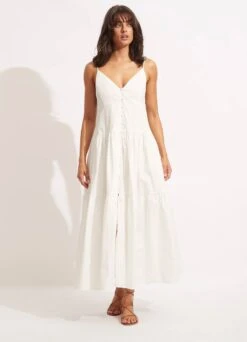 Poplin Maxi Dress - White 8 Poplin Maxi Dress - White -Fashion Swimwear Store 54817 DR White 2