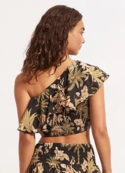 Castaway One Shoulder Top - Black 9 Castaway One Shoulder Top - Black -Fashion Swimwear Store 54834 TO Black 4