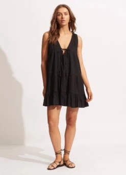 Sunbreak Poplin Dress - Black