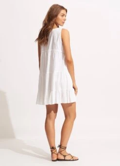 Sunbreak Poplin Dress - White -Fashion Swimwear Store 54877 DR White 5