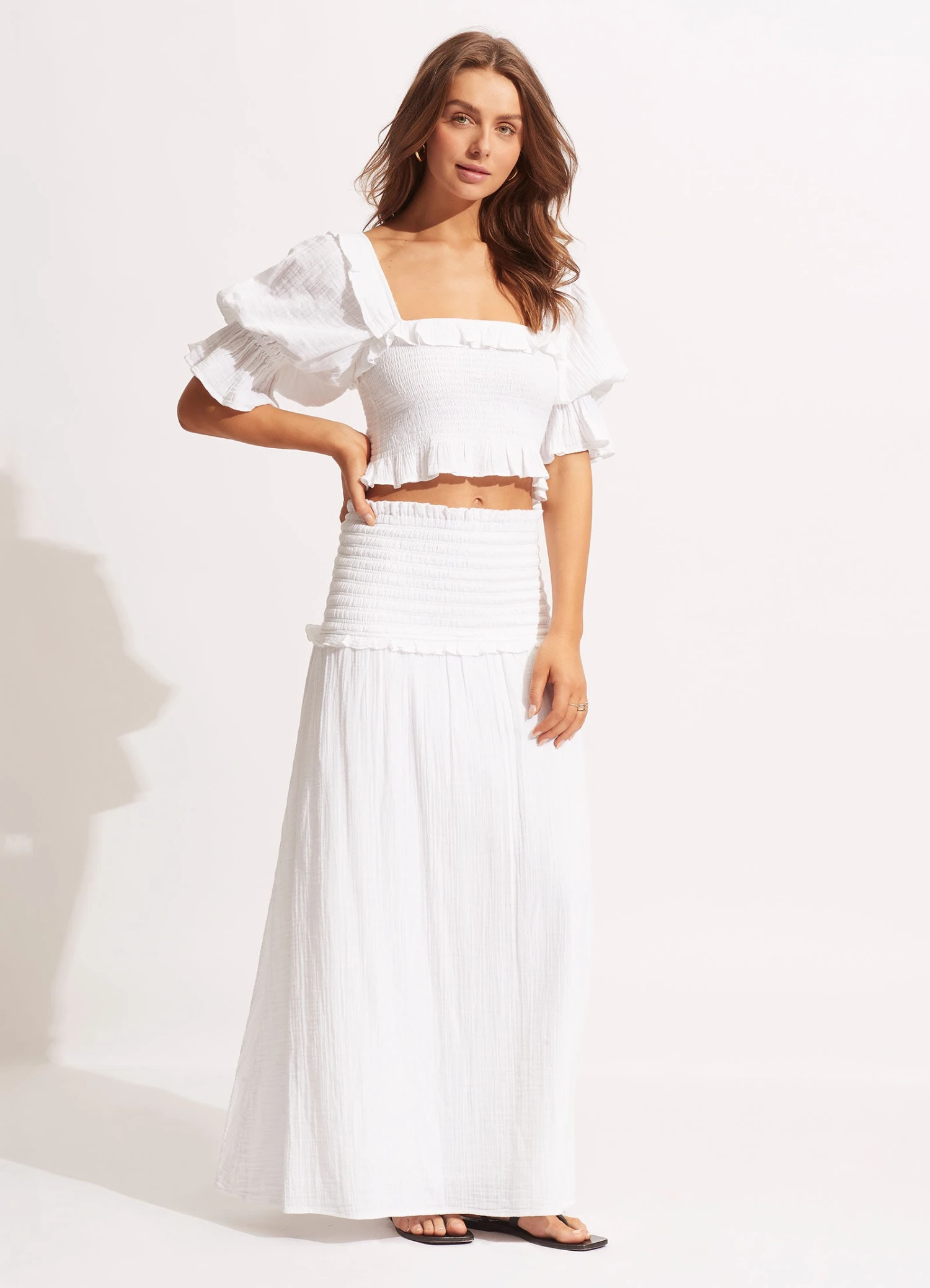 Caspian Shirring Top - White 5 Caspian Shirring Top - White - Image 3