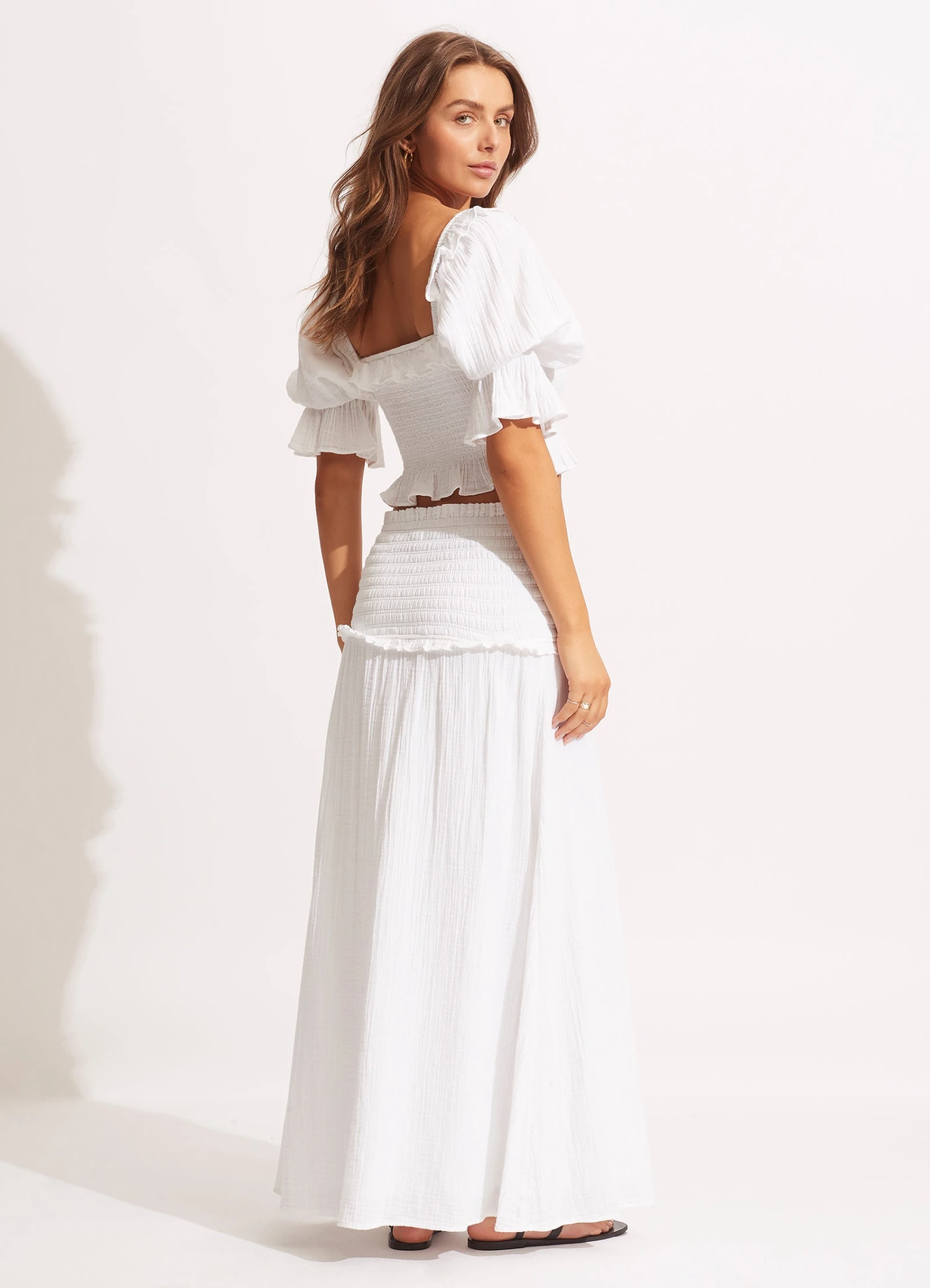 Caspian Shirring Top - White 6 Caspian Shirring Top - White - Image 4