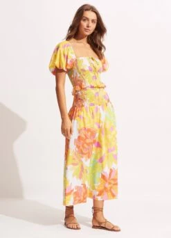 Palm Springs Shirring Skirt - Lime Light -Fashion Swimwear Store 54887 SK Limelight 5