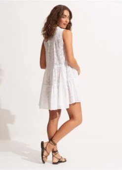 Embroidery Cover Up - White 8 Embroidery Cover Up - White -Fashion Swimwear Store 54914 CU White 5