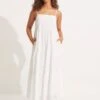 Embroidery Tiered Dress - White 2 Embroidery Tiered Dress - White -Fashion Swimwear Store 54915 DR White 1