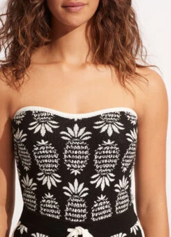 Corsica Jacquard Knit Playsuit - Black -Fashion Swimwear Store 54929 KN Black 6