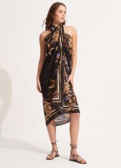 Silk Road Sarong - Black 11 Silk Road Sarong - Black -Fashion Swimwear Store 54933 SG Black 7