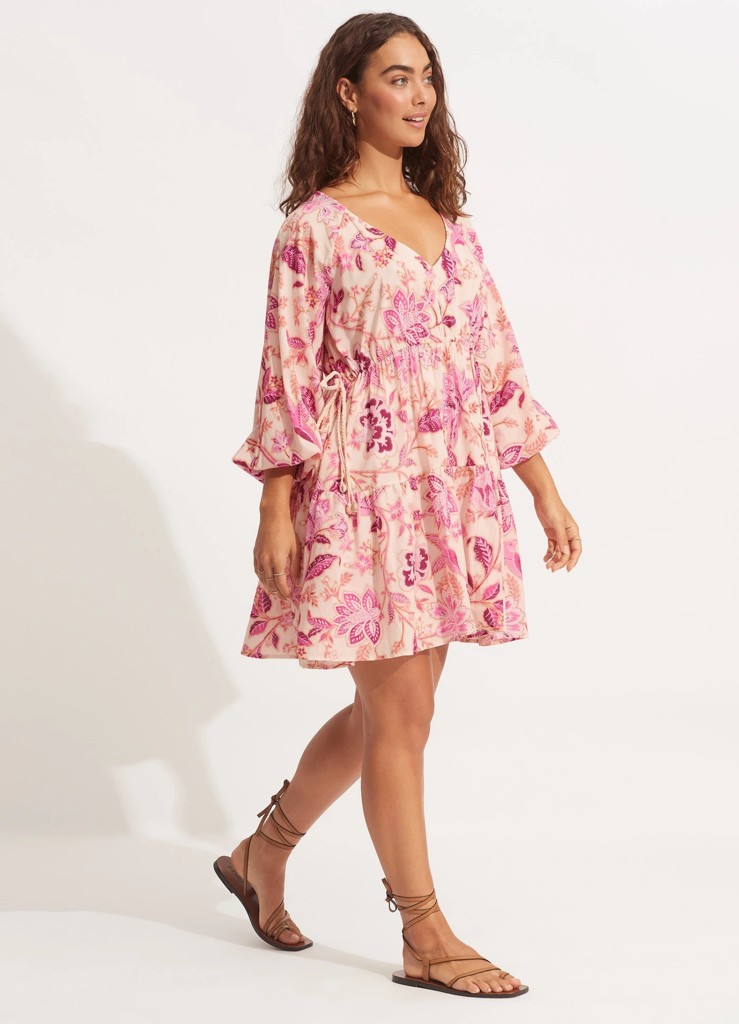 Silk Road Tier Mini Dress - Parfait Pink 4 Silk Road Tier Mini Dress - Parfait Pink - Image 2