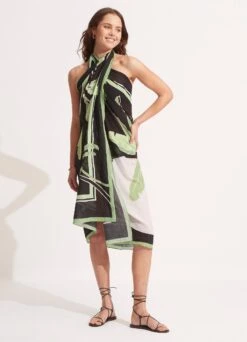 Palm Paradise Pareo - Black 12 Palm Paradise Pareo - Black -Fashion Swimwear Store 54946 SG Black 7