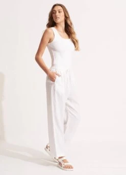 Linen Pant - White -Fashion Swimwear Store 54980 PA White 5