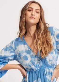 Tie Dye Maxi Dress - Azure -Fashion Swimwear Store 54986 DR Azure 6