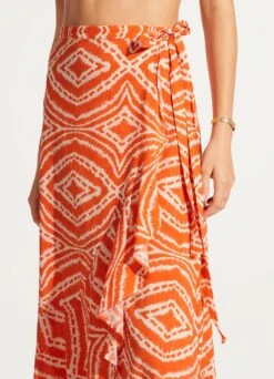 Zanzibar Wrap Skirt - Mandarin 11 Zanzibar Wrap Skirt - Mandarin -Fashion Swimwear Store 54995 SK Mandarin 7