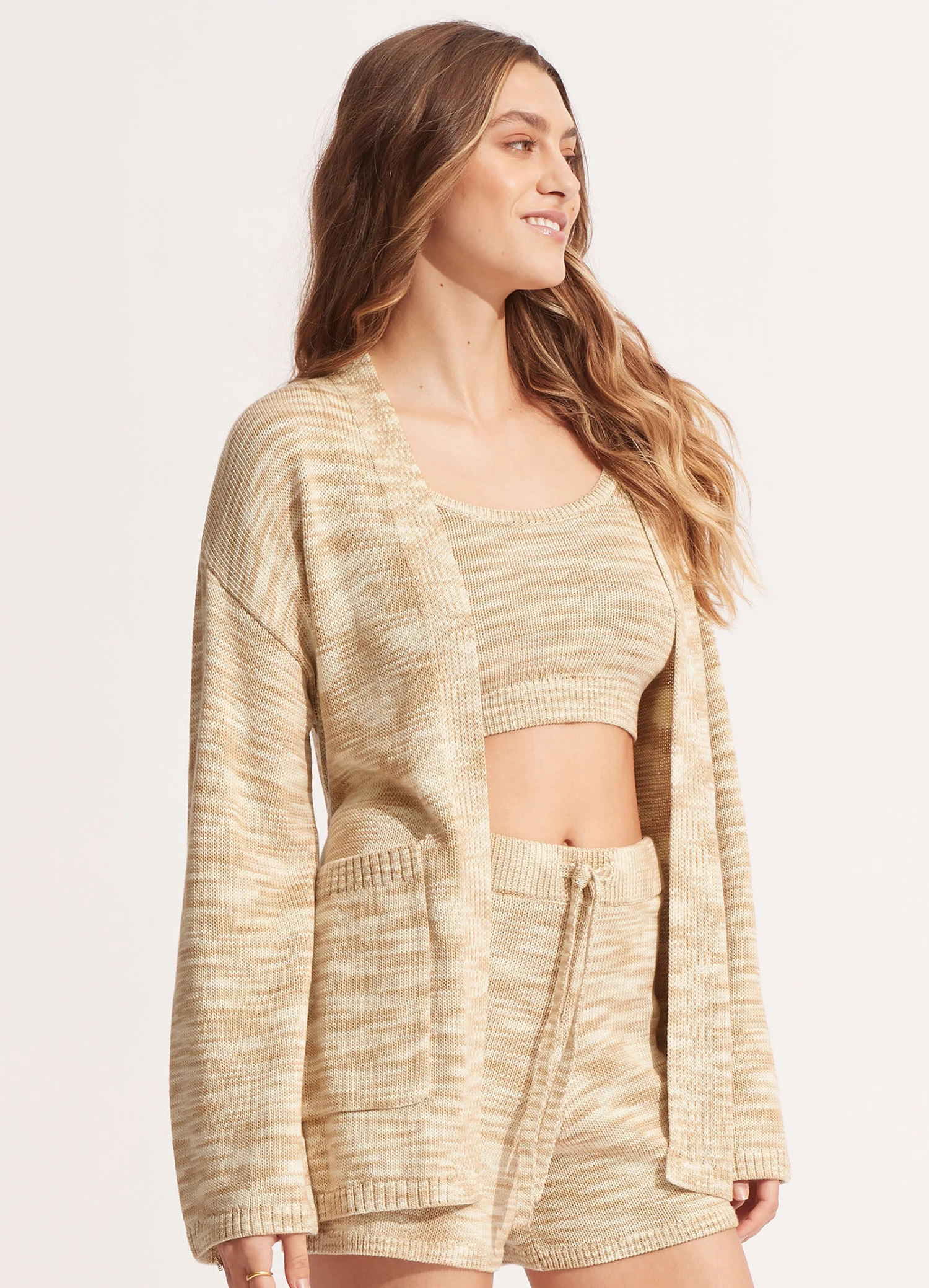 Marl Knit Cardigan - Sand 4 Marl Knit Cardigan - Sand - Image 2
