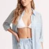Stripe Beach Shirt - Powder Blue 2 Stripe Beach Shirt - Powder Blue -Fashion Swimwear Store 55008 TO PowderBlue 3