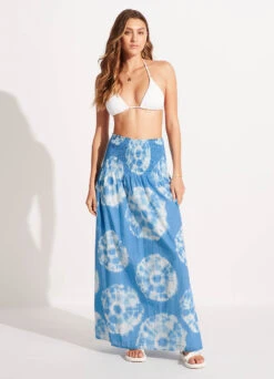 Tie Dye Maxi Skirt/Dress - Azure -Fashion Swimwear Store 55025 DR Azure 4