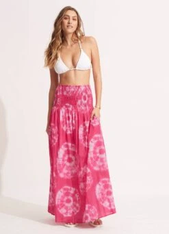 Tie Dye Maxi Skirt/Dress - Rose Pink 8 Tie Dye Maxi Skirt/Dress - Rose Pink -Fashion Swimwear Store 55025 SK RosePink 3