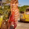 Modern Take Sarong - Mandarin -Fashion Swimwear Store 55047 SG Mandarin 1