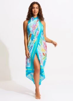 Under The Sea Sarong - Blue Mist -Fashion Swimwear Store 55051 SG Blue 20Mist 7