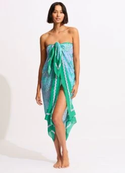 Sea Skin Sarong - Vivid Green -Fashion Swimwear Store 55052 SG VividGreen 8