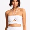 Crinkle Crop Top - White 2 Crinkle Crop Top - White -Fashion Swimwear Store 55065 TO White 3