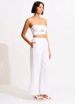 Crinkle Crop Top - White 9 Crinkle Crop Top - White -Fashion Swimwear Store 55065 TO White 5