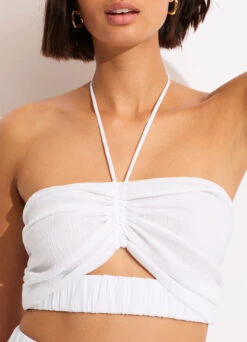 Crinkle Crop Top - White 11 Crinkle Crop Top - White -Fashion Swimwear Store 55065 TO White 7