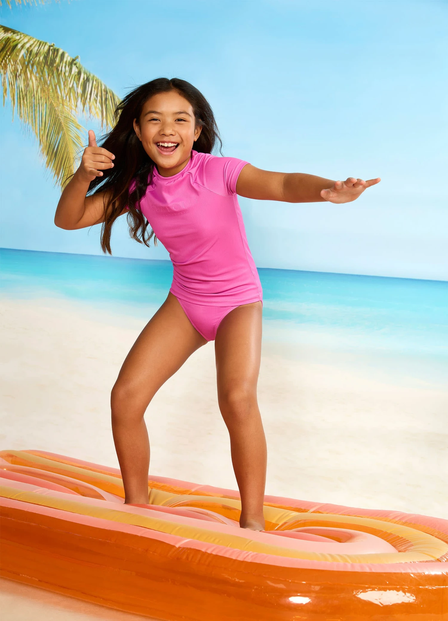 Essential Girls S/S Rash Vest - Pink 3 Essential Girls S/S Rash Vest - Pink