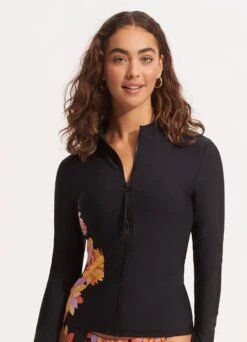 Palm Springs Long Sleeve Sunvest - Black 8 Palm Springs Long Sleeve Sunvest - Black -Fashion Swimwear Store 60203 703 Black 4
