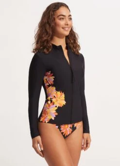 Palm Springs Long Sleeve Sunvest - Black 9 Palm Springs Long Sleeve Sunvest - Black -Fashion Swimwear Store 60203 703 Black 5