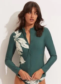 Fleur De Bloom Long Sleeve Sunvest - Evergreen