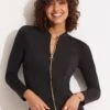 Seafolly Collective Long Sleeve Sunvest - Black 2 Seafolly Collective Long Sleeve Sunvest - Black -Fashion Swimwear Store 60267 942 Black 1