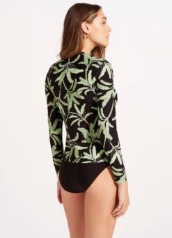 Palm Paradise Long Sleeve Sunvest - Black -Fashion Swimwear Store 60278 028 Black 6
