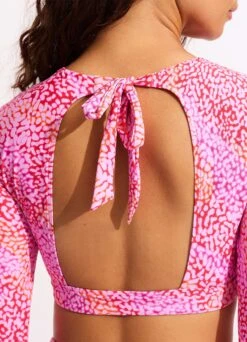 Sea Skin Long Sleeve Crop Rashie - Fuchsia Rose 9 Sea Skin Long Sleeve Crop Rashie - Fuchsia Rose -Fashion Swimwear Store 60282 064 FuchsiaRos 7