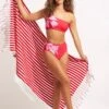 Marina Stripe Towel - Chilli -Fashion Swimwear Store 71761 TL Chilli 1