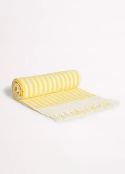 Marina Stripe Towel - Lemon -Fashion Swimwear Store 71761 TL Lemon 3