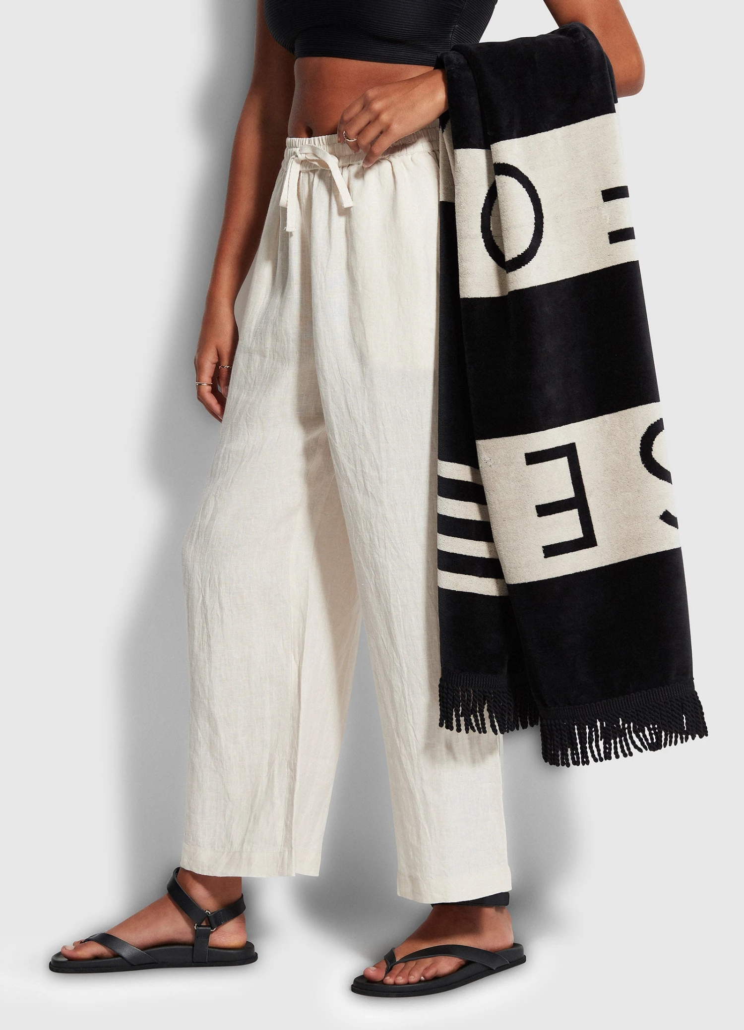 Folly Stripe Towel - Black 7 Folly Stripe Towel - Black - Image 5