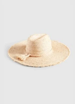 Raffia Fringe Tie Hat - Natural -Fashion Swimwear Store 71812 HT Natural 4 1ed2e98e 43f0 4c54 bd4a 454d7faa1215