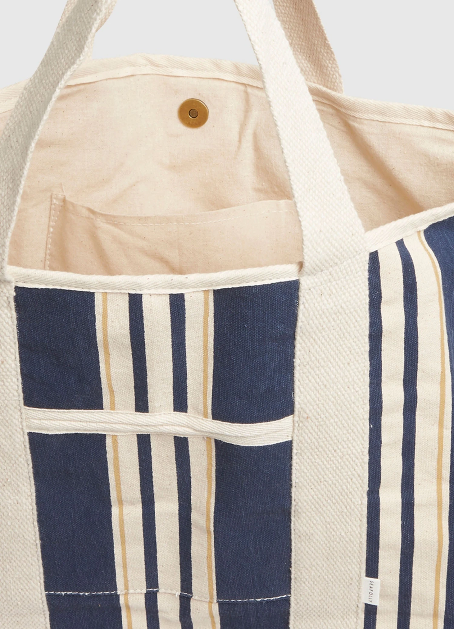 Multi Stripe Canvas Tote - True Navy 6 Multi Stripe Canvas Tote - True Navy - Image 4
