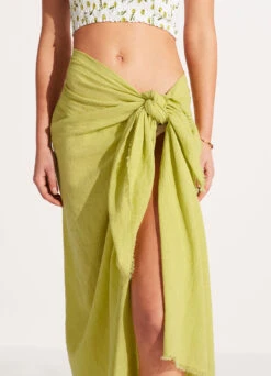 Textured Cotton Beach Wrap - Soft Olive -Fashion Swimwear Store 71830 SoftOlive 4