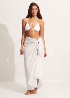 Textured Cotton Beach Wrap - White