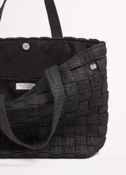 Criss Cross Woven Tote - Black -Fashion Swimwear Store 71861 BG Black 4