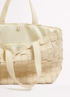 Criss Cross Woven Tote - Natural -Fashion Swimwear Store 71861 BG Natural 4