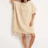 SF Monogram Towel Poncho - Natural 2 SF Monogram Towel Poncho - Natural -Fashion Swimwear Store 71867 TL Natural 1